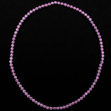 Pink Sapphire Necklace Gold Perle de diamants 