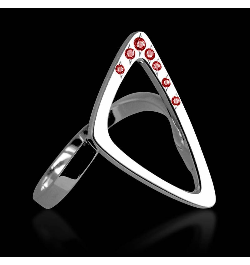 Engagement Ring Ruby Paving White Gold Triangle