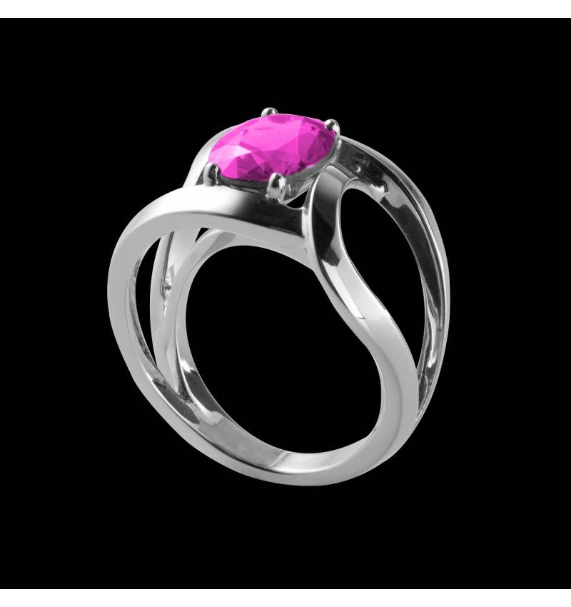 Round Pink Sapphire Engagement Ring White Gold Future Solo