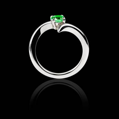 Emerald Engagement Ring White Gold Serpentine