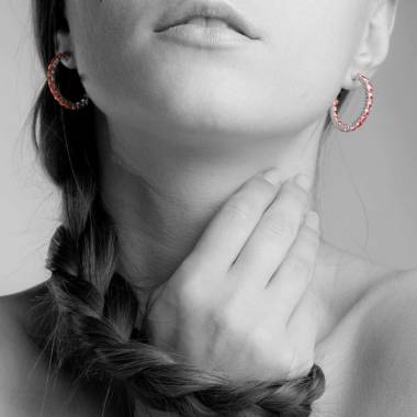 Ruby Earrings Diamond Paving Gold Créoles Inside