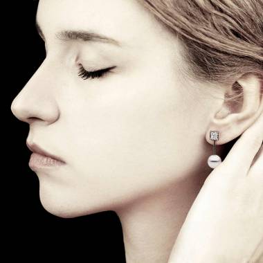 Boucles d'oreilles perle et diamant Archipel